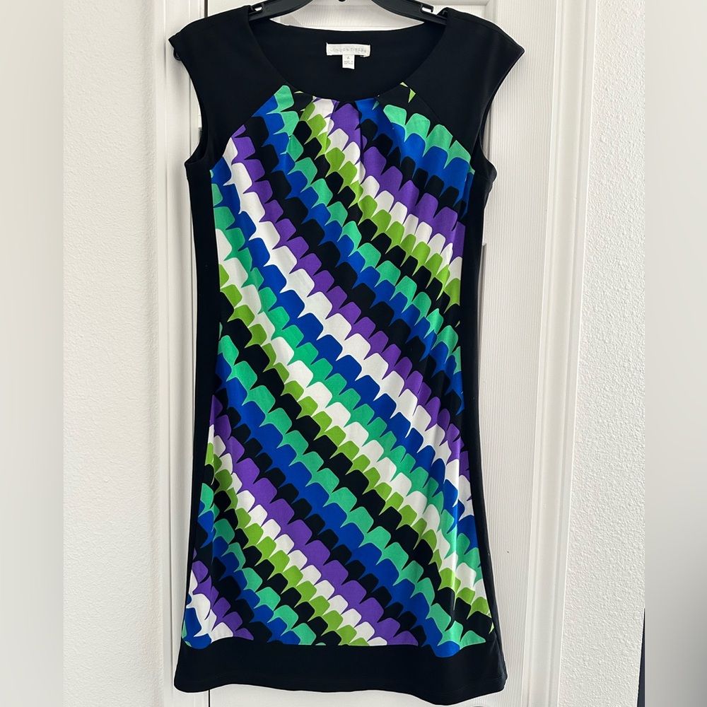 London Times - Women's Sleeveless Vibrant Knit Color Shift Dress, Size 4